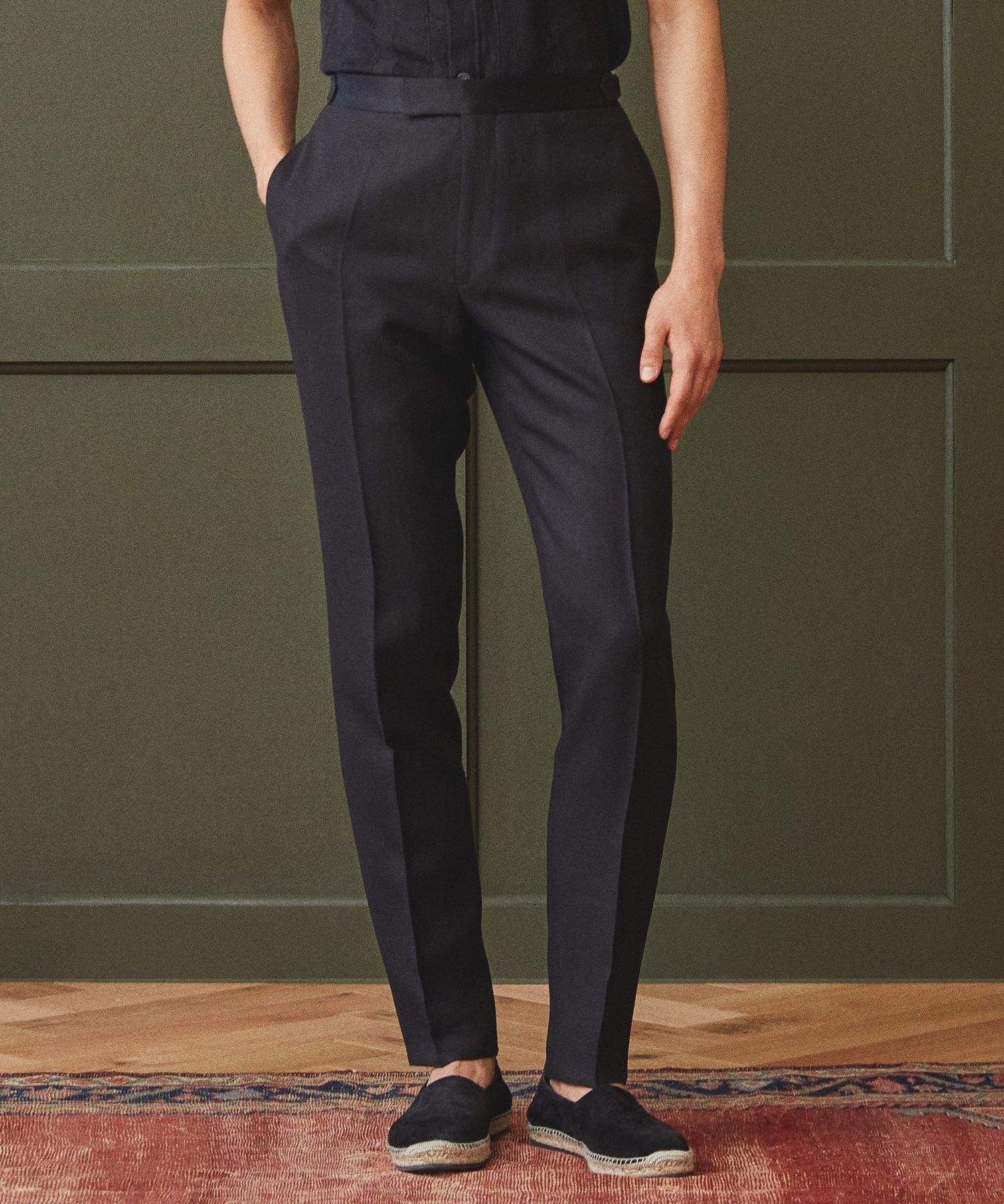 Italian Linen Tuxedo Trouser in Black Product Image