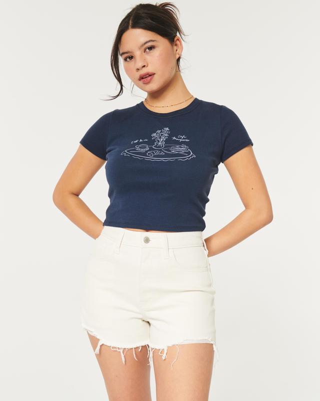 Ultra High-Rise White Denim Mom Shorts Product Image