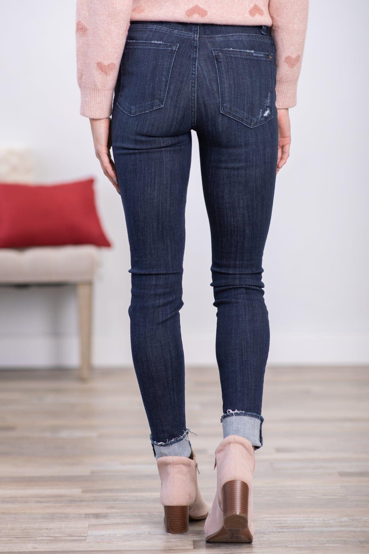 Judy Blue Dark Wash Cuffed Skinny Jeans Product Image