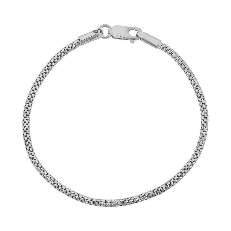 Jordan Blue Sterling Silver Popcorn Chain Bracelet, Womens Grey Product Image