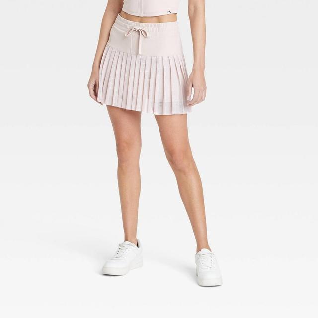 Womens Mesh High-Rise Pleated Tennis Skort - JoyLab Ivory XL Product Image