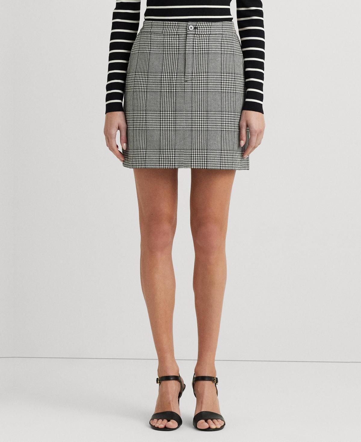 Lauren Ralph Lauren Glen Plaid Tweed Pencil Miniskirt (Black/Mascarpone Cream) Women's Skirt Product Image