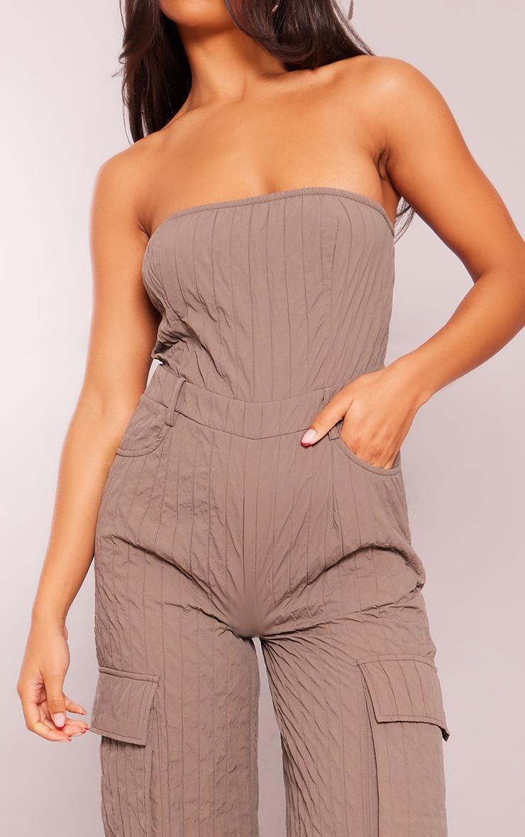 Taupe Padded Textured Bandeau Pocket Jumpsuit Product Image