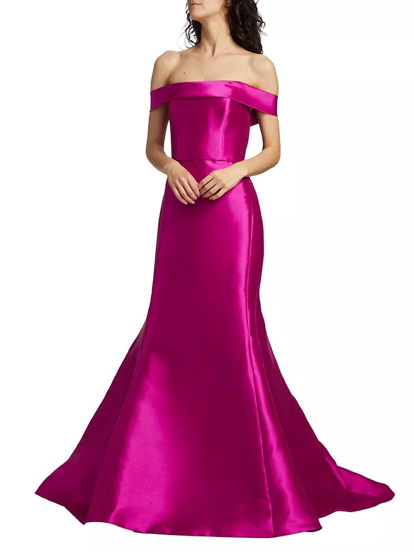 Satin Off-The-Shoulder Mermaid Gown Product Image