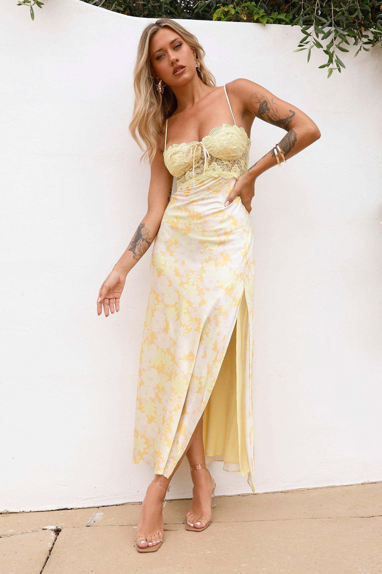 Love From Me Satin Maxi Dress Yellow product image