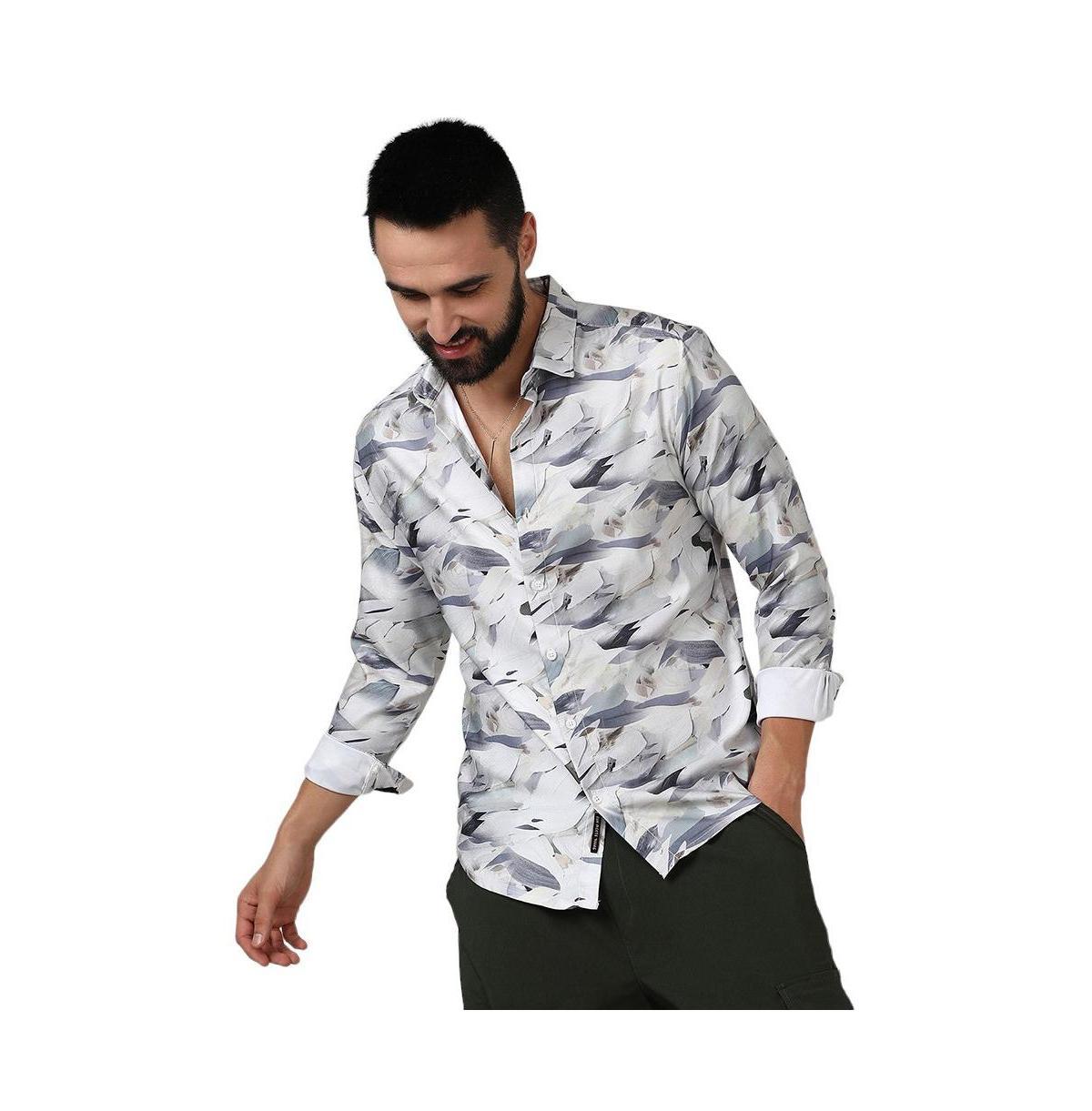 Campus Sutra Mens Charcoal Grey Abstract Fade Shirt Product Image