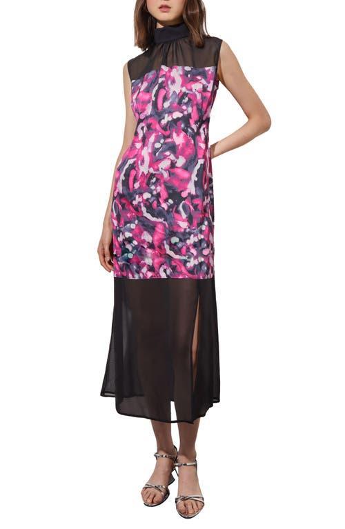 Ming Wang Abstract Floral Mixed Media Midi Dress Product Image