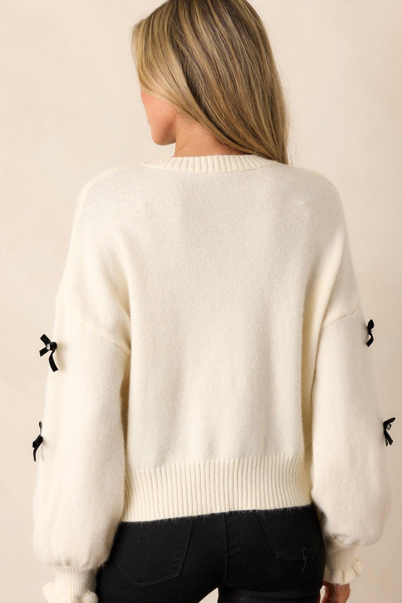 Drifting Thoughts Ivory Crew Neck Sweater Product Image