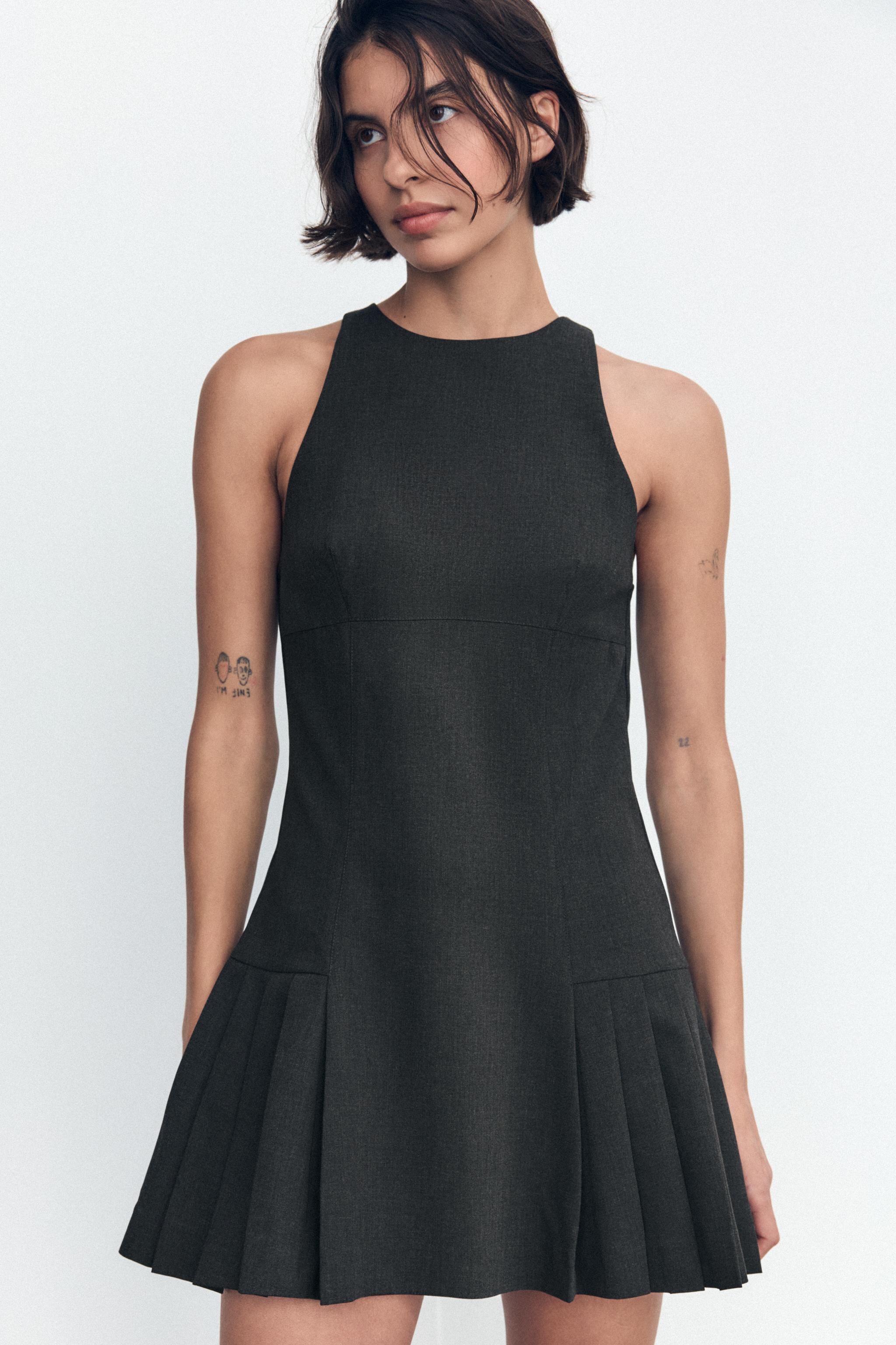 PLEATED HALTER MINI DRESS Product Image