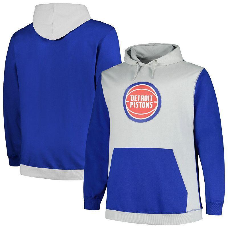 Mens Fanatics Branded Blue/Silver Detroit Pistons Big & Tall Primary Arctic Pullover Hoodie Product Image