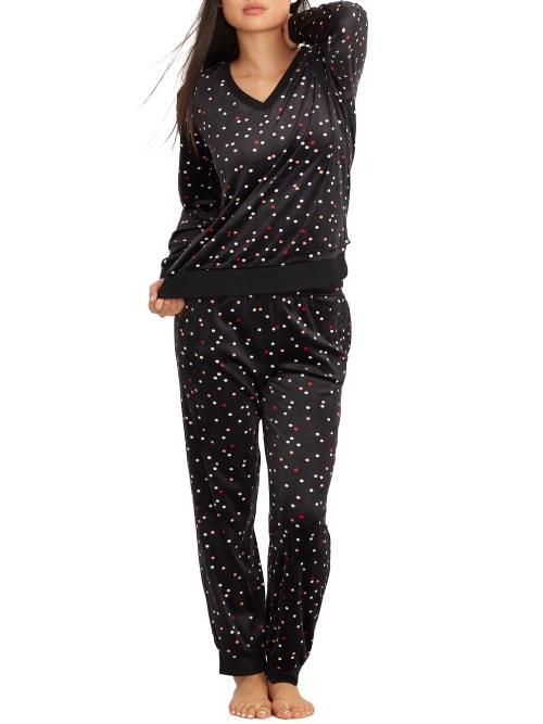 V-Neck Velour Knit Pajama Set Product Image