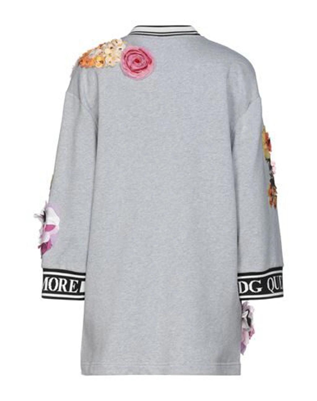 DOLCE & GABBANA Embellished French Cotton-terry Top In Grey Product Image