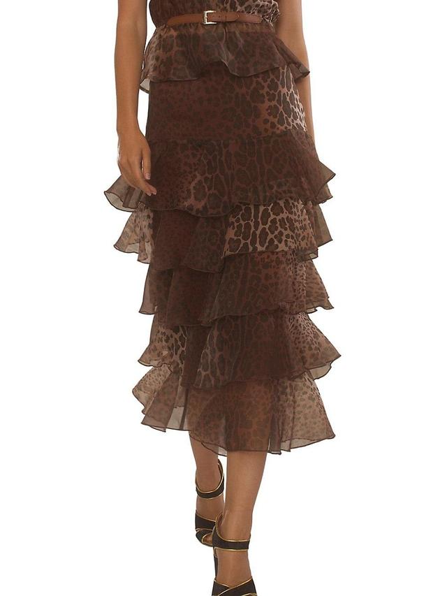 Womens Silk Organza Ruffle Midi-Skirt Product Image