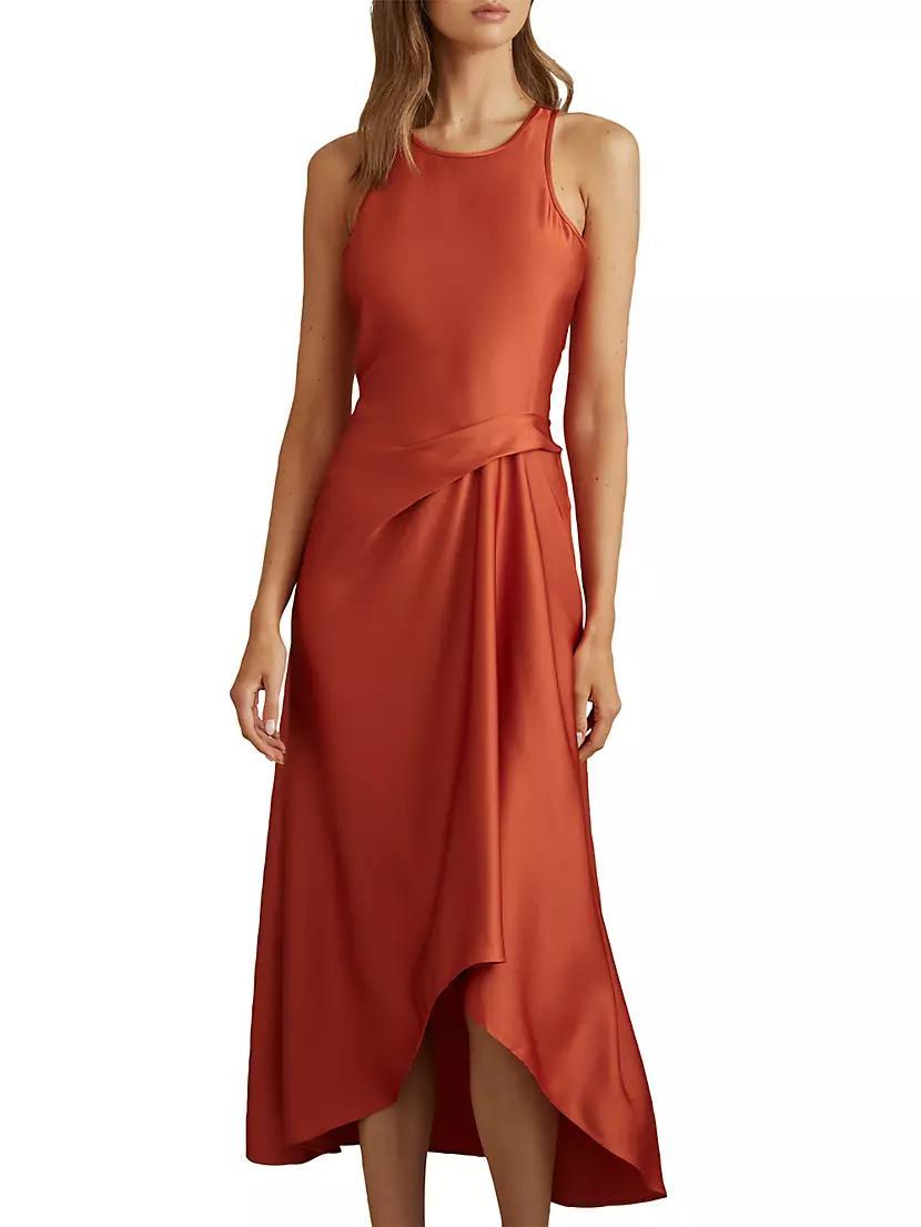 Micah Satin Tuck Midi-Dress Product Image