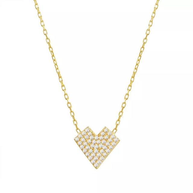 Main and Sterling Gold Over Silver Cubic Zirconia Heart Necklace, Womens Gold Tone Product Image