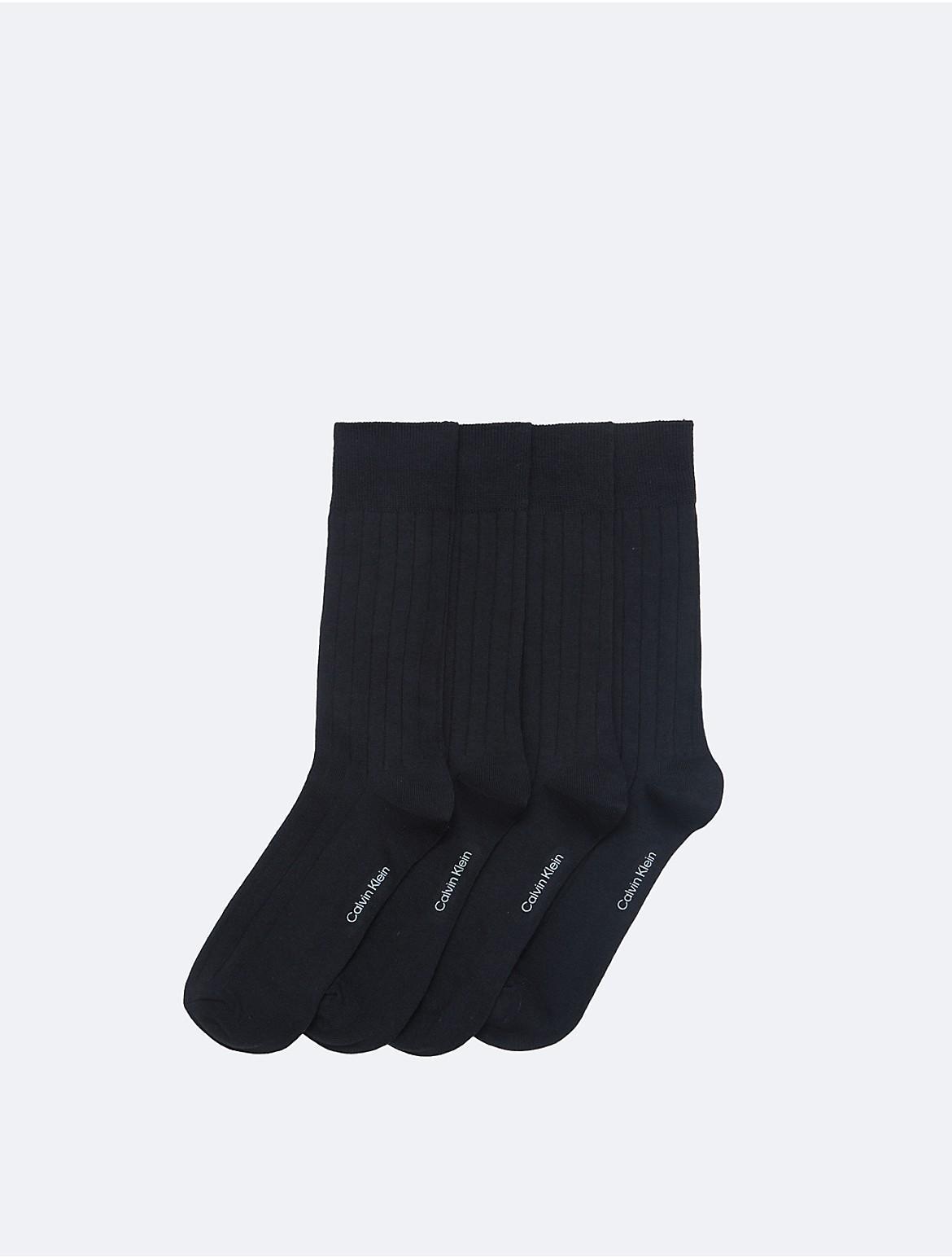 Mens Calvin Klein 4-Pack Ribbed Dress Crew Socks, Black Product Image