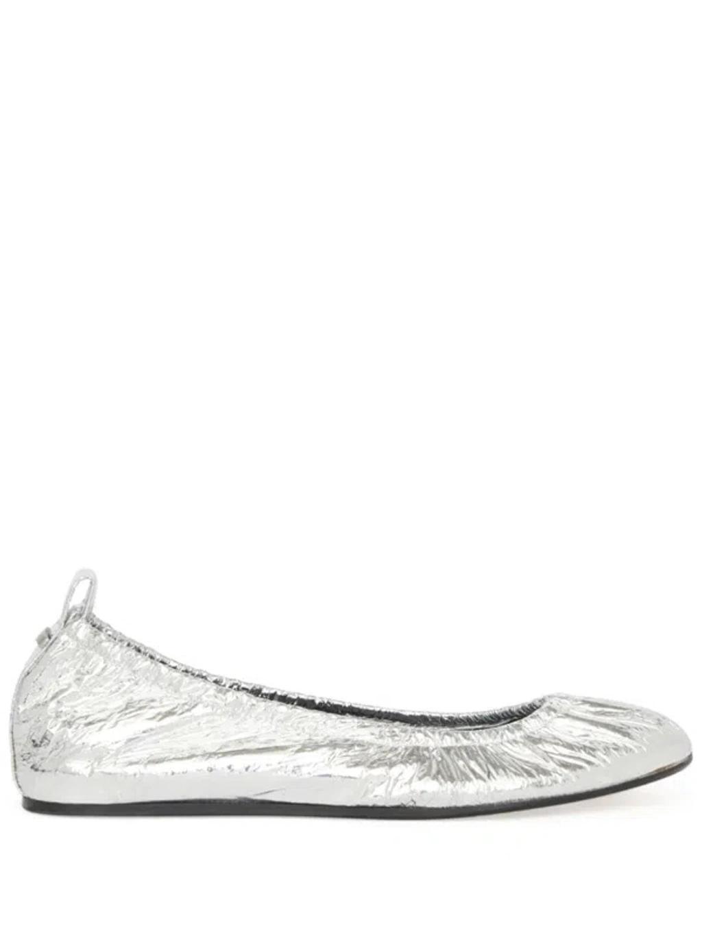 Metallic Flat Ballerina Shoes In 08si Silver Product Image