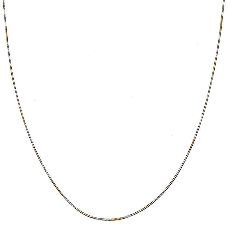 Womens PRIMROSE Primrose two tone sterling silver 18k gold plated sterling silver 020G diamond cut square snake link chain 18 inches, secured with spring-ring clasp to complete the look., Womens Product Image