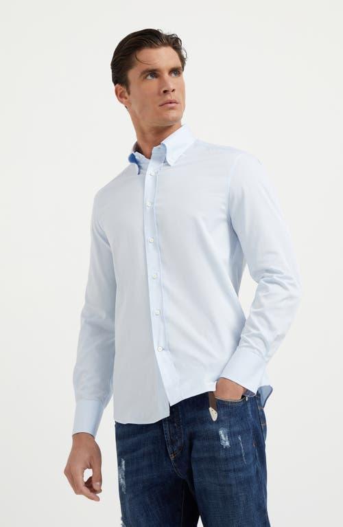 BRUNELLO CUCINELLI Button Down Cotton Shirt In Blue Product Image