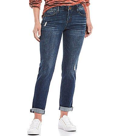 Democracy Absolution Mid Rise Straight Leg Cuffed Hem Girlfriend Jeans Product Image