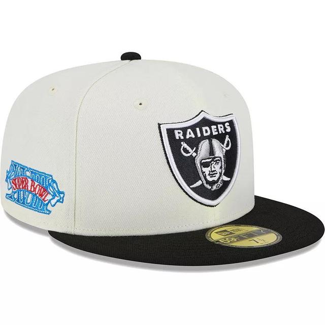 Mens New Era Cream Las Vegas Raiders Retro 59FIFTY Fitted Hat Product Image