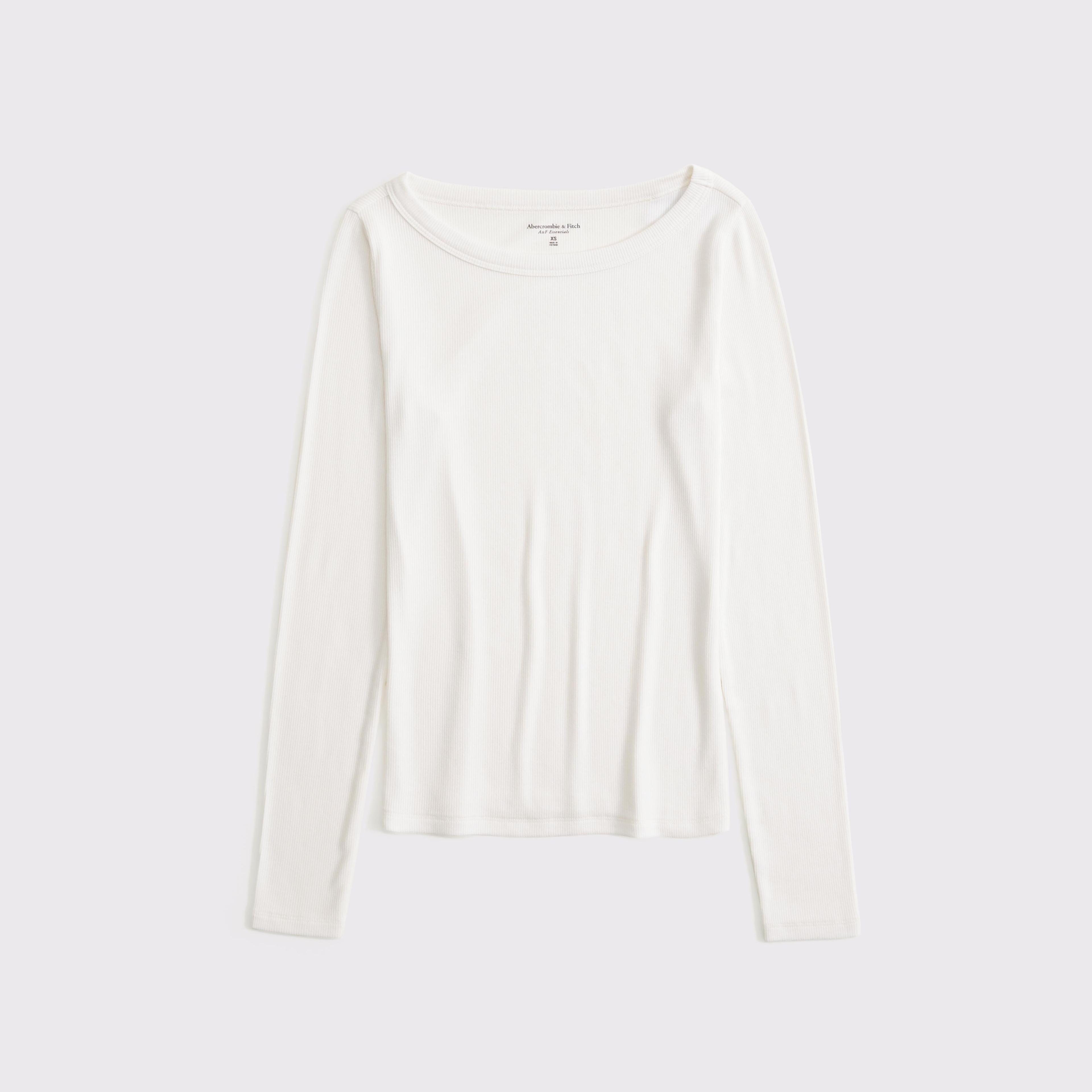 Long-Sleeve Boatneck Featherweight Rib Top Product Image