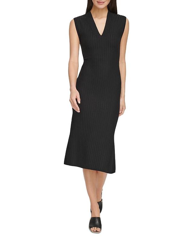 Dkny Wide Rib Sleeveless Midi Dress Product Image