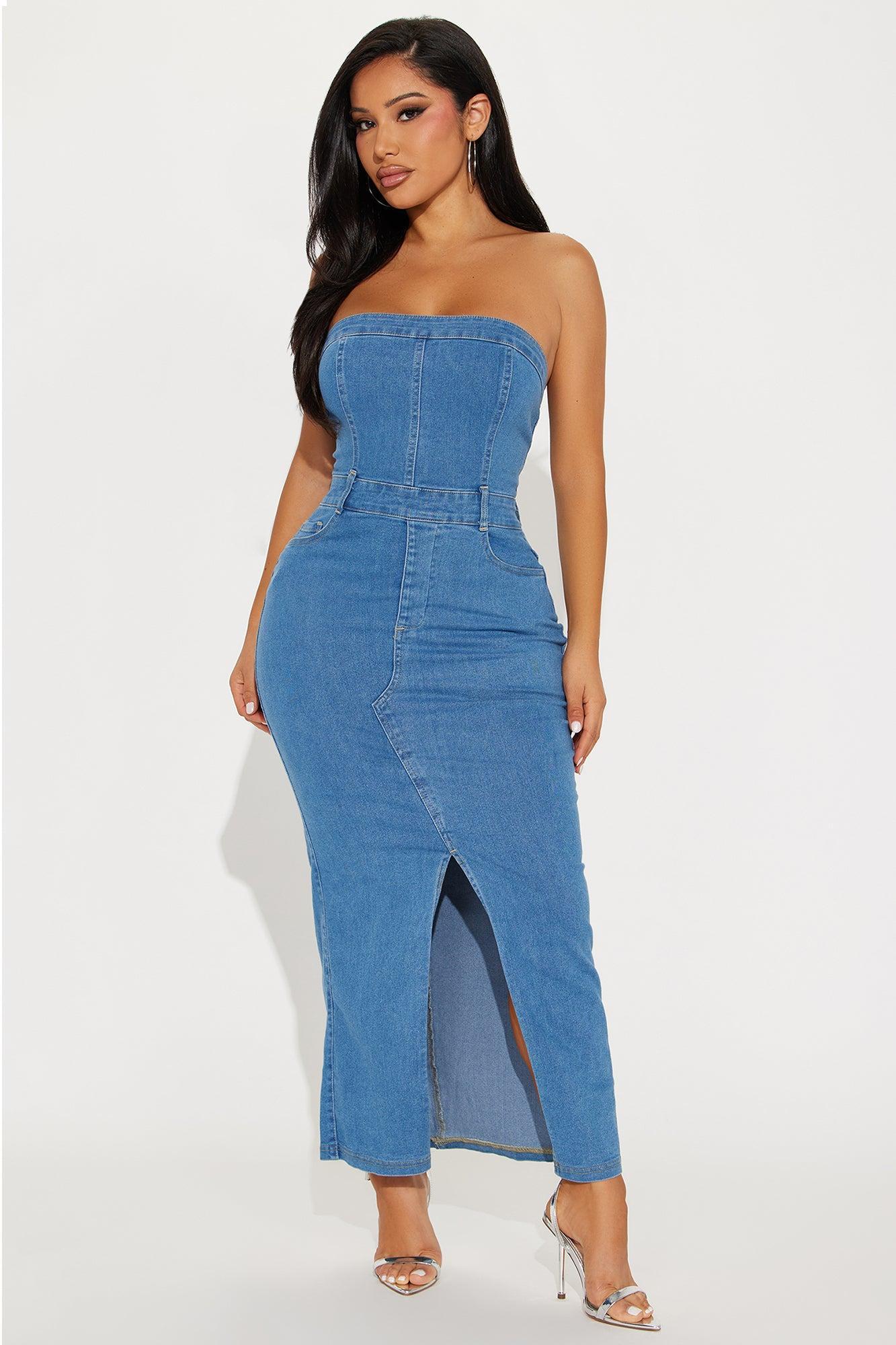 Stella Denim Midi Dress - Medium Wash product image