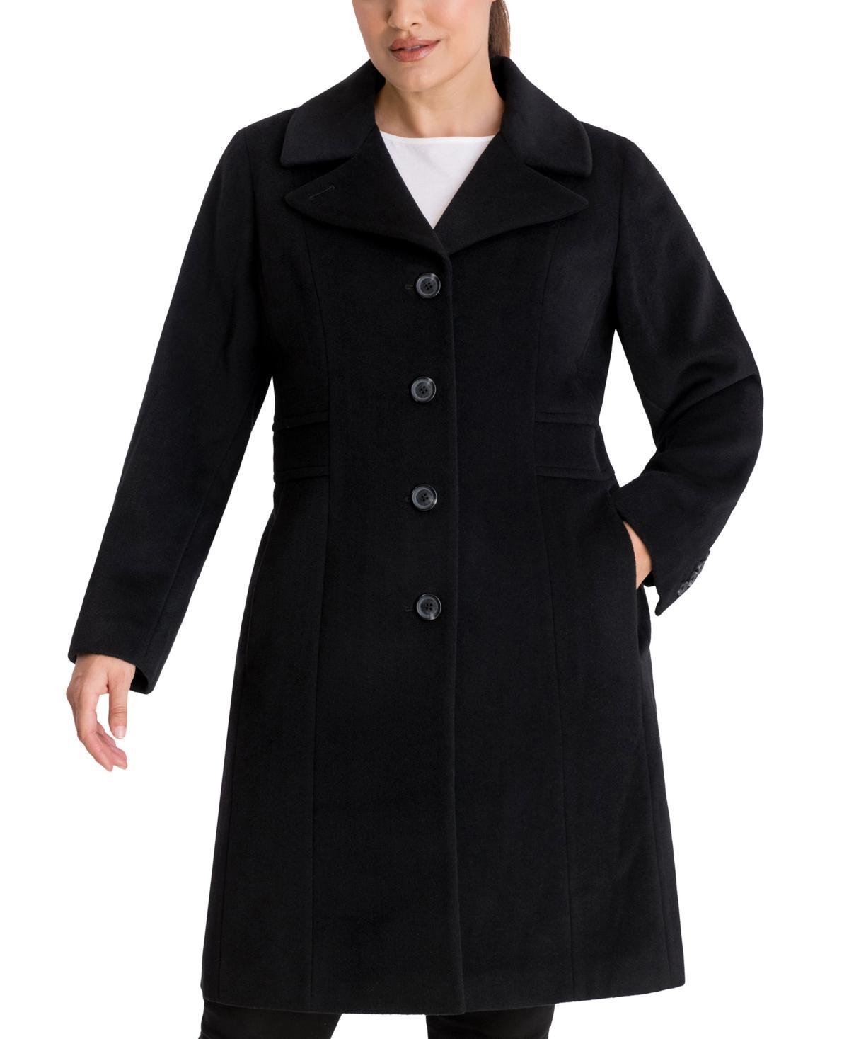 Anne Klein Womens Plus Size Single-Breasted Walker Coat, Created for Macys Product Image