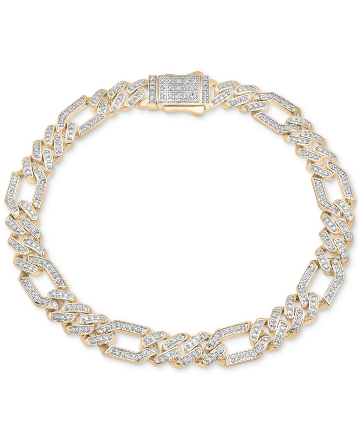 Mens Diamond Figaro Link Bracelet Necklace (1 ct. t.w.) in 10k Gold Product Image