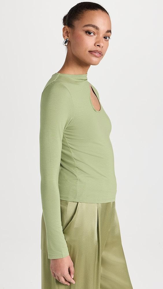 LAPOINTE Lightweight Modal Jersey Asymmetric Slit Front Top | Shopbop Product Image