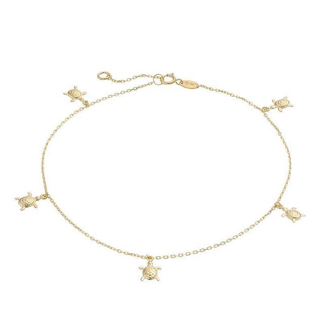 Au Naturale 14k Gold Turtle Charm Anklet, Womens Product Image