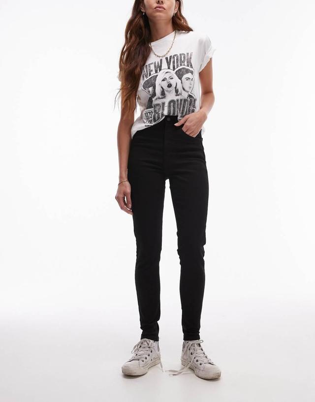 Topshop high rise Jamie jeans in black  Product Image