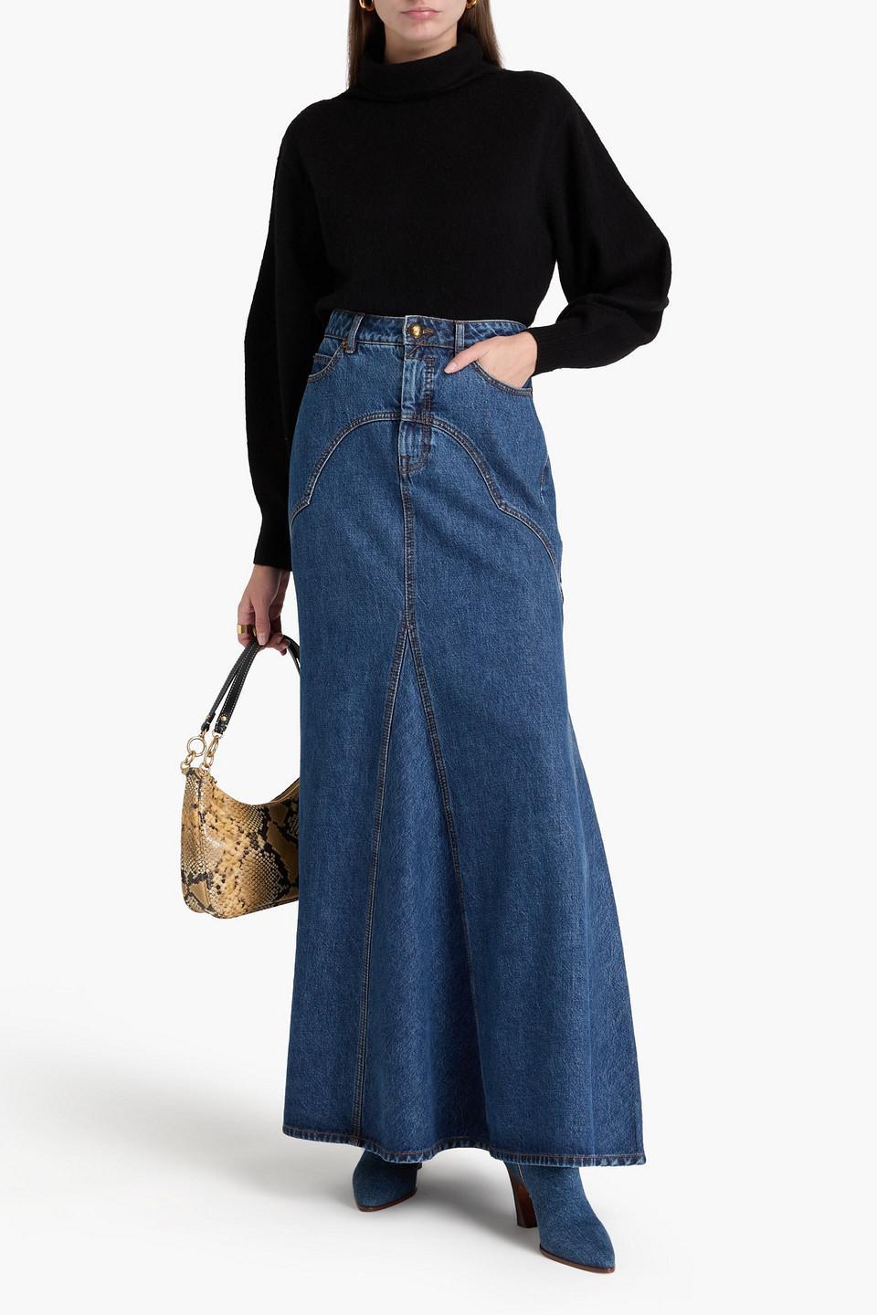 ZIMMERMANN Luminosity Denim Maxi Skirt In Dark Wash Product Image