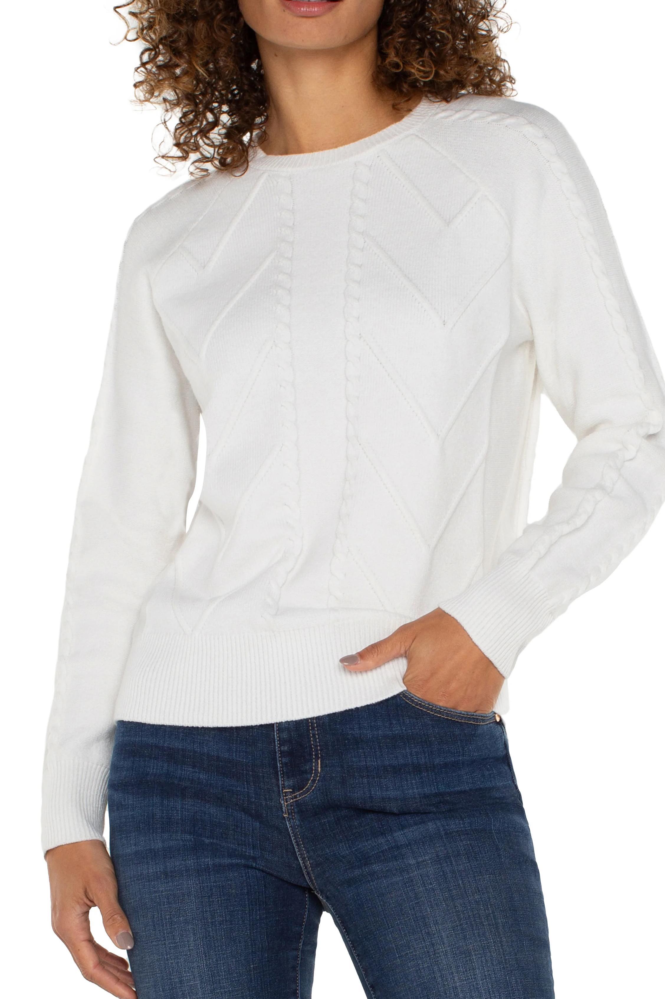 Long Sleeve Crew Neck Raglan Sweater Product Image