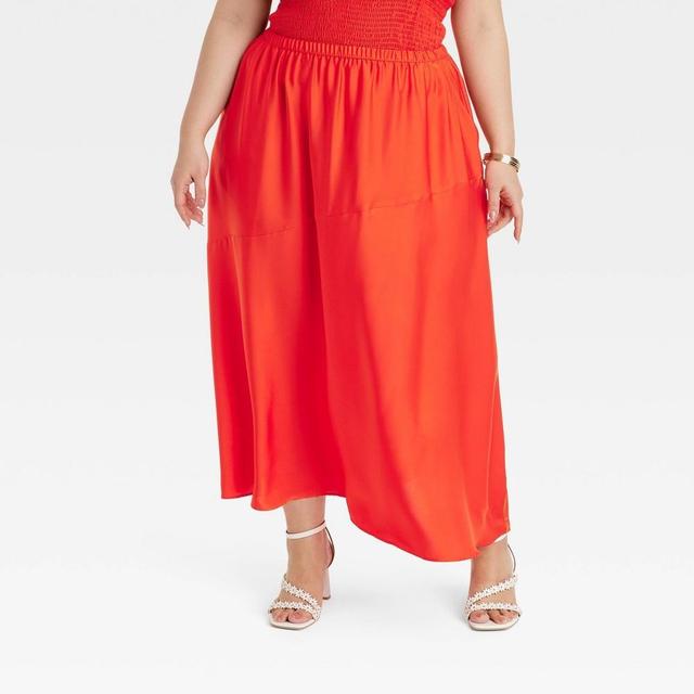 Womens Maxi A-Line Slip Skirt - A New Day Orange 2X Product Image