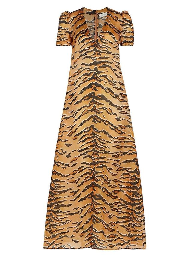 Womens Matchmaker Tiger-Print Silk Maxi Dress Product Image