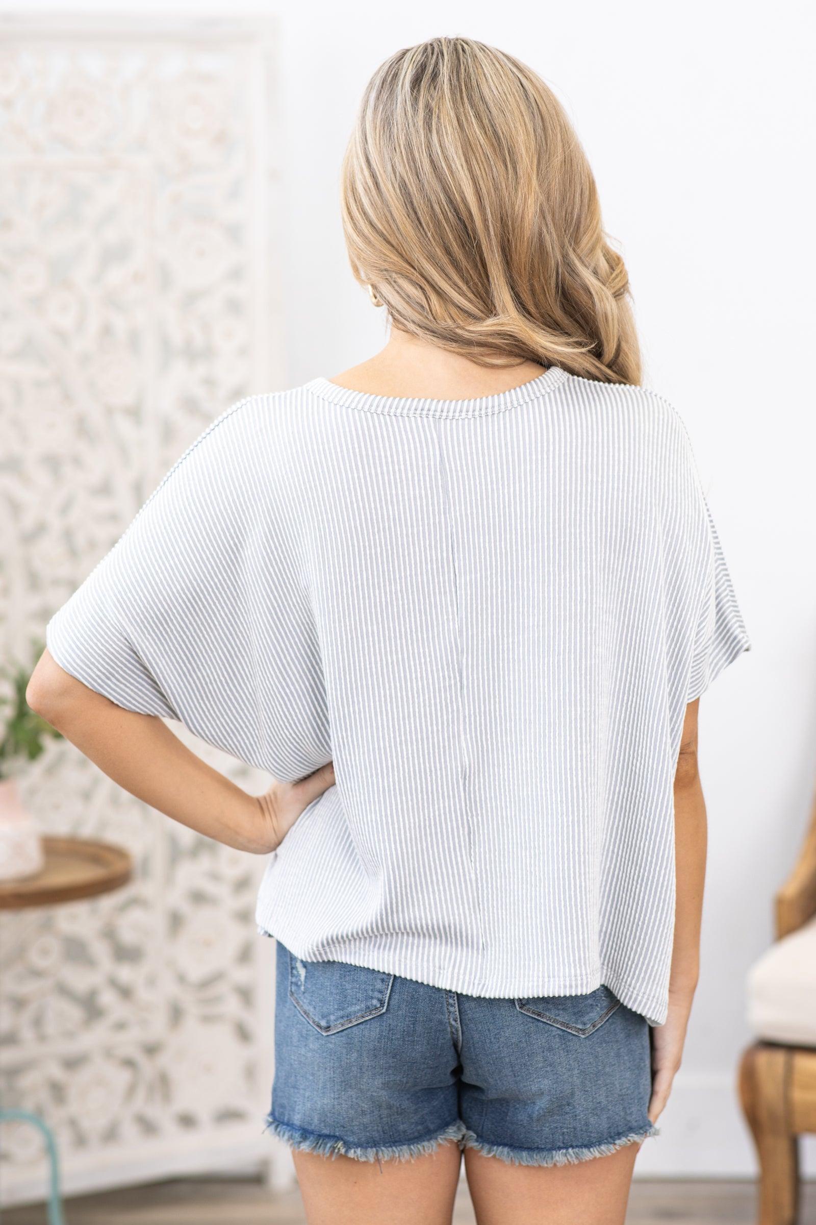 Light Grey Two Tone Ribbed Top Product Image