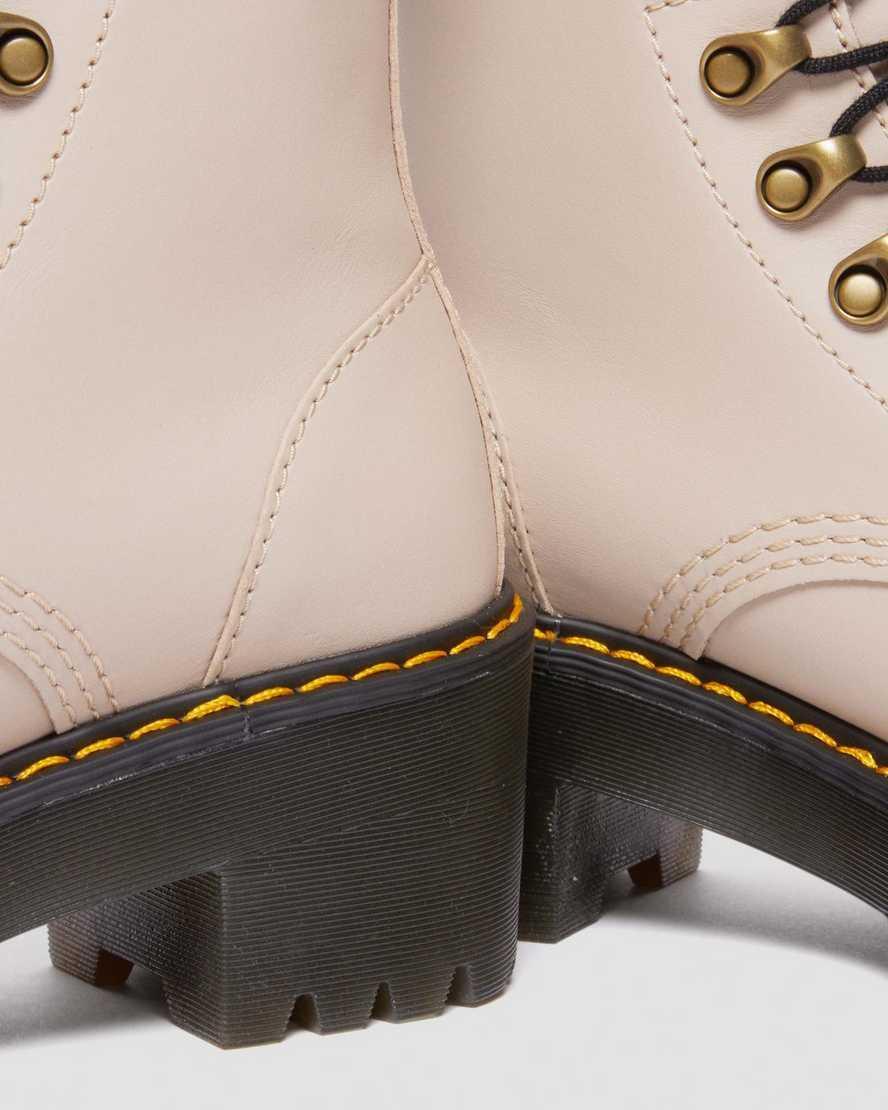 Dr. Martens Womens Leona Sendel Leather Platform Heel Combat Boots Product Image