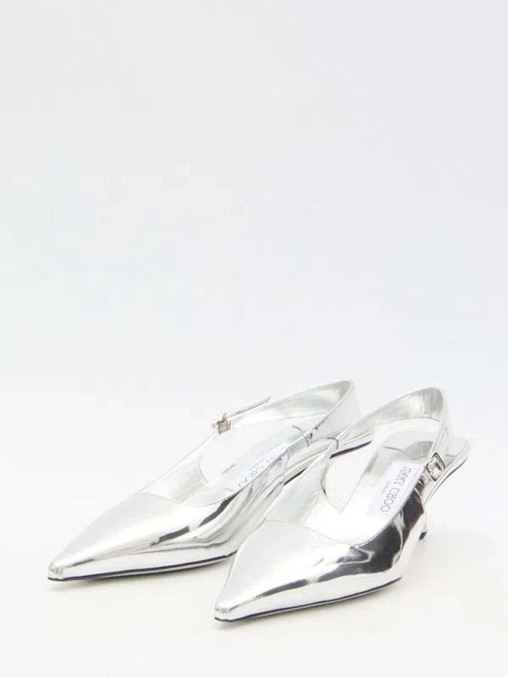 JIMMY CHOO Amel 50 Slingback Pumps In Silver Product Image