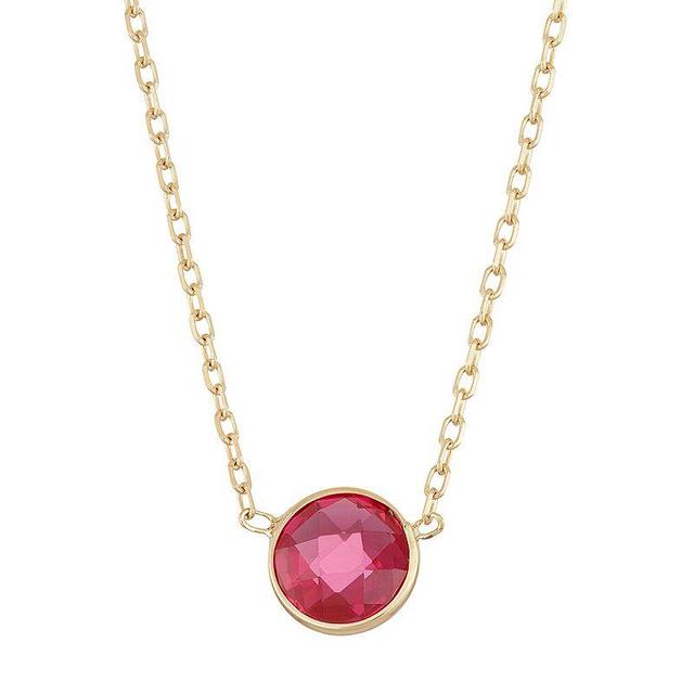 Designs by Gioelli 10k Gold Lab-Created Ruby Circle Pendant Necklace, Womens Red Product Image