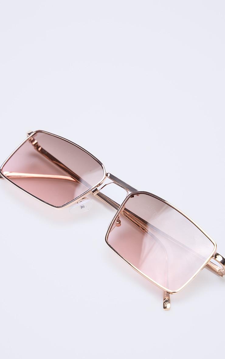 Beige Square Frame Slim Aviator Sunglasses Product Image