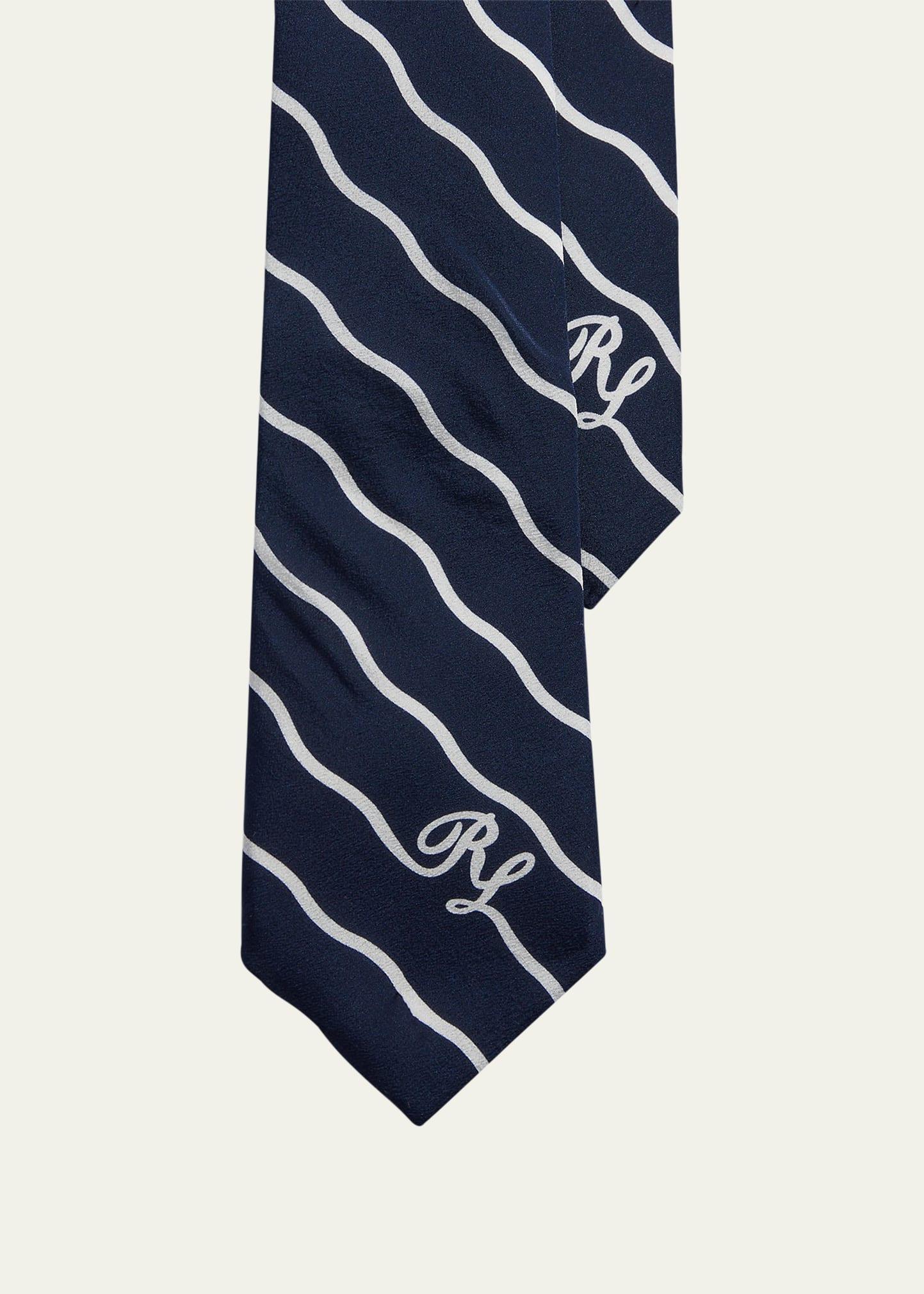 Mens Logo Stripe Silk Tie Product Image