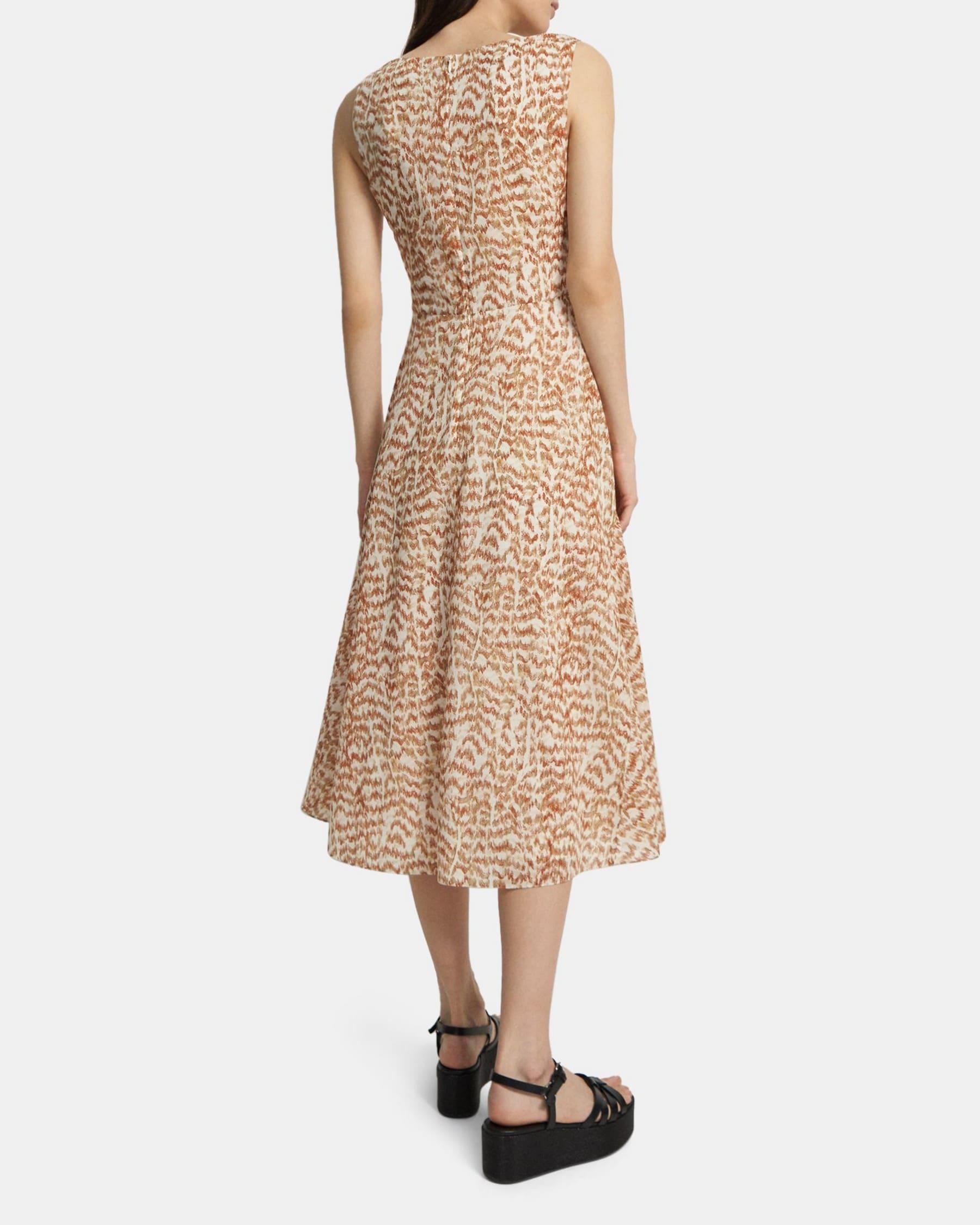 Cutout Midi Dress in Printed Poly Product Image