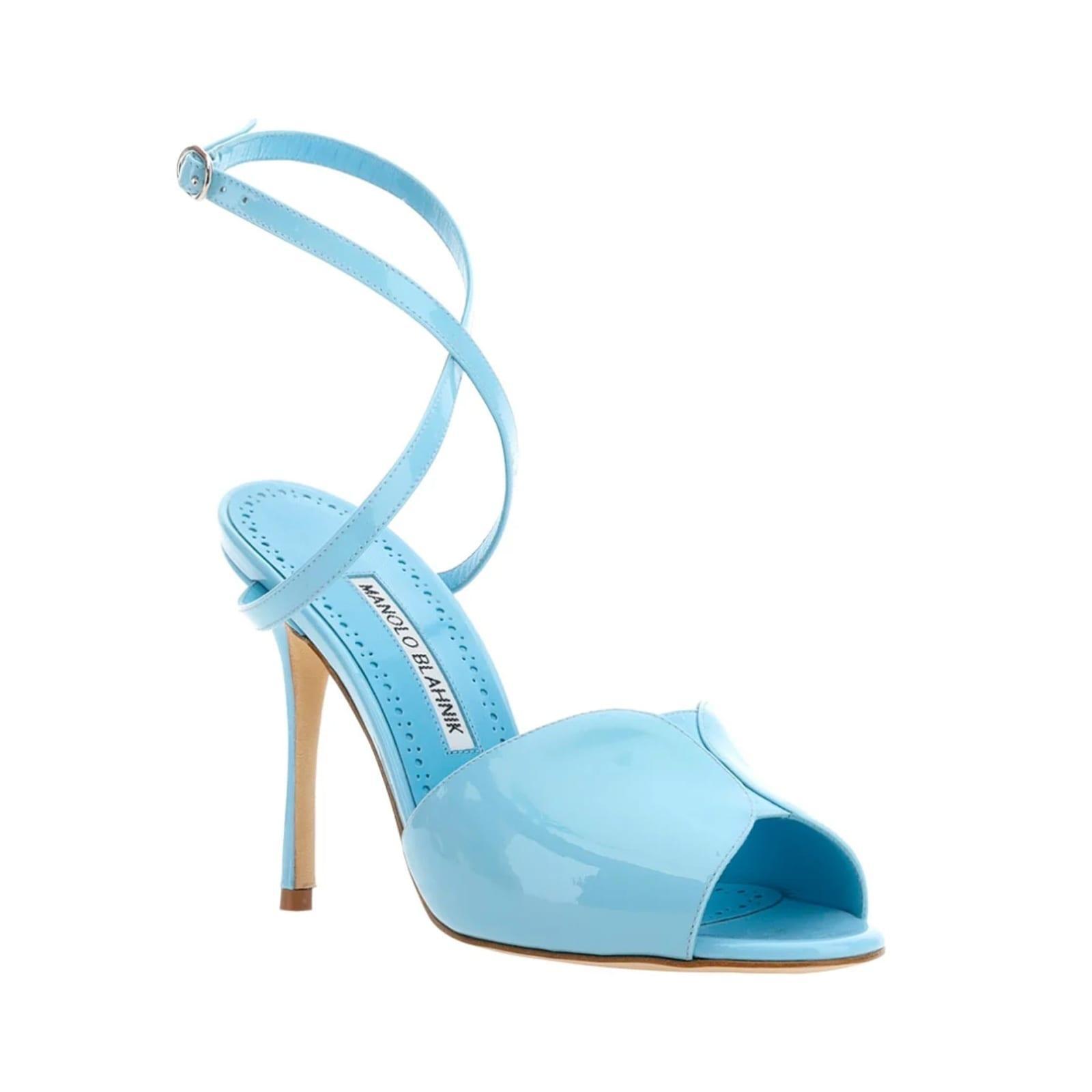 MANOLO BLAHNIK Hourani 105 Sandals In Blue Product Image