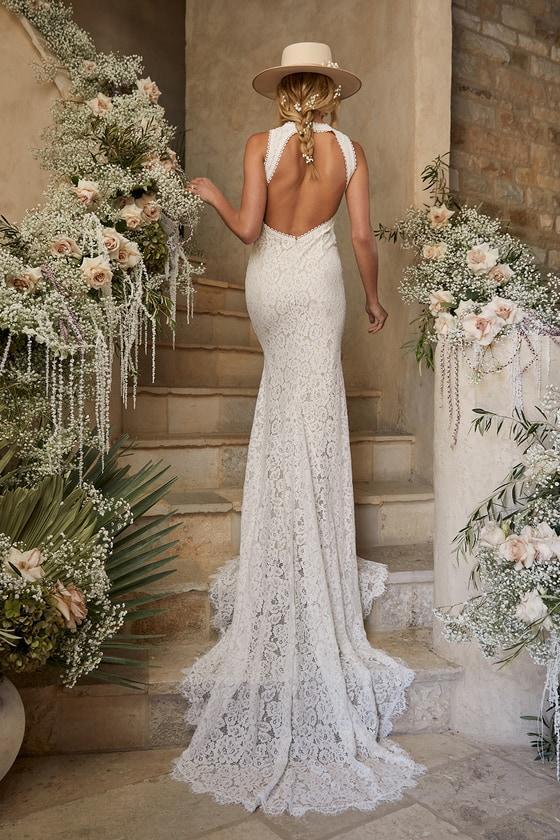 Love Everlasting White Floral Lace Mermaid Maxi Dress Product Image