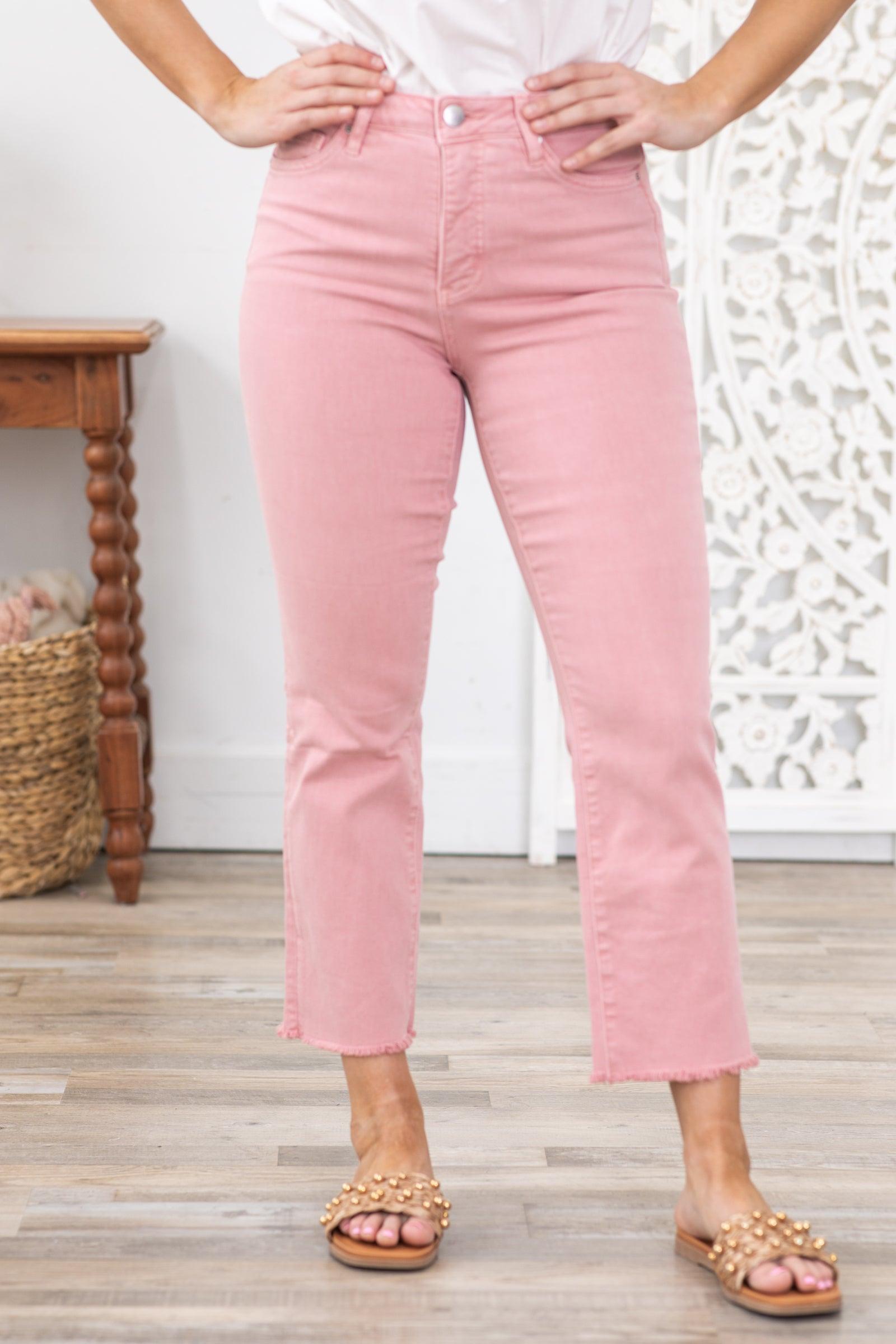 RFM Pink Crop Tummy Support Straight Leg Jean Product Image