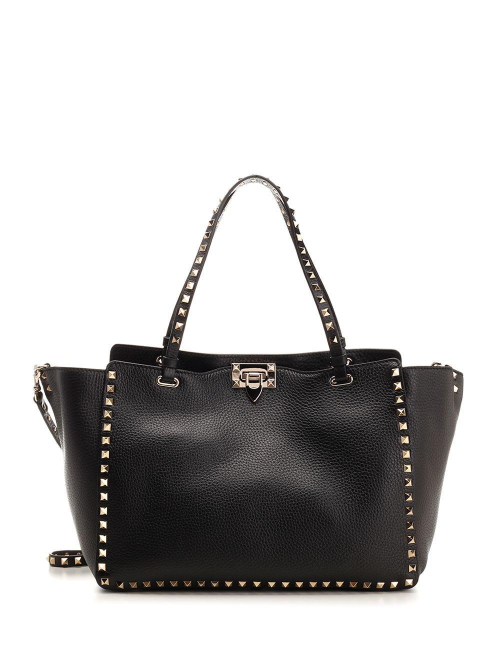 VALENTINO GARAVANI Garavani Rockstud Medium Top Handle Bag In Black Product Image