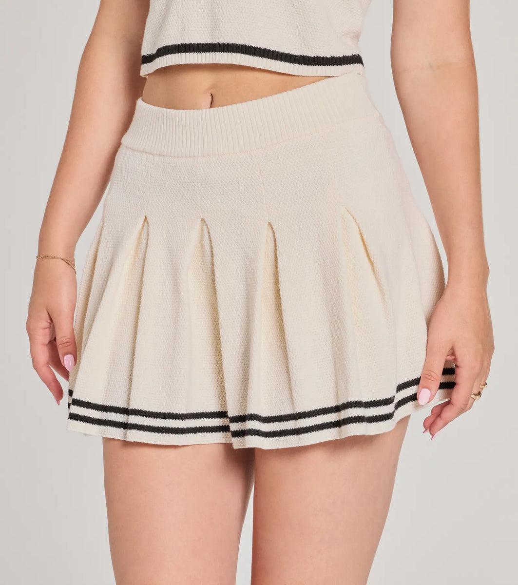 Preppy Please Striped Pleated Knit Skort product image