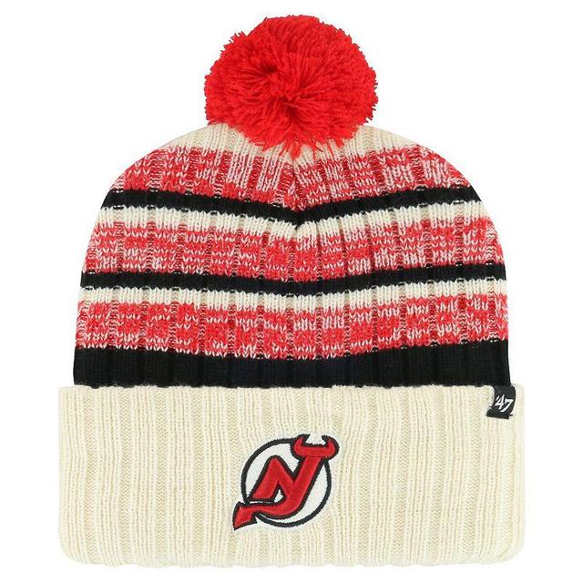 Mens 47 Cream New Jersey Devils Tavern Cuffed Knit Hat with Pom Product Image